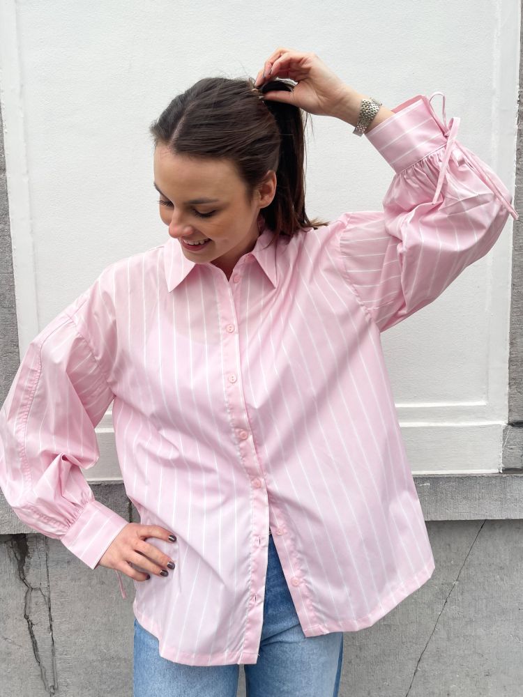 Vila  VIBELFIE SHIRT STRIPE PINK  Roze